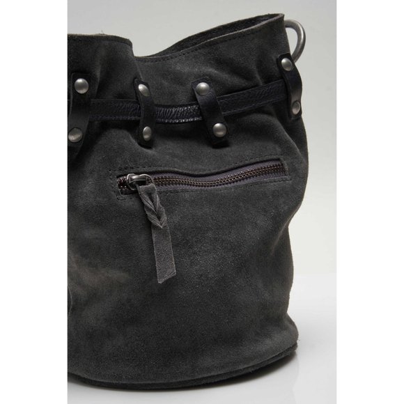 FREE PEOPLE Soren Suede Bucket Bag / Soot Black - Picture 7 of 12